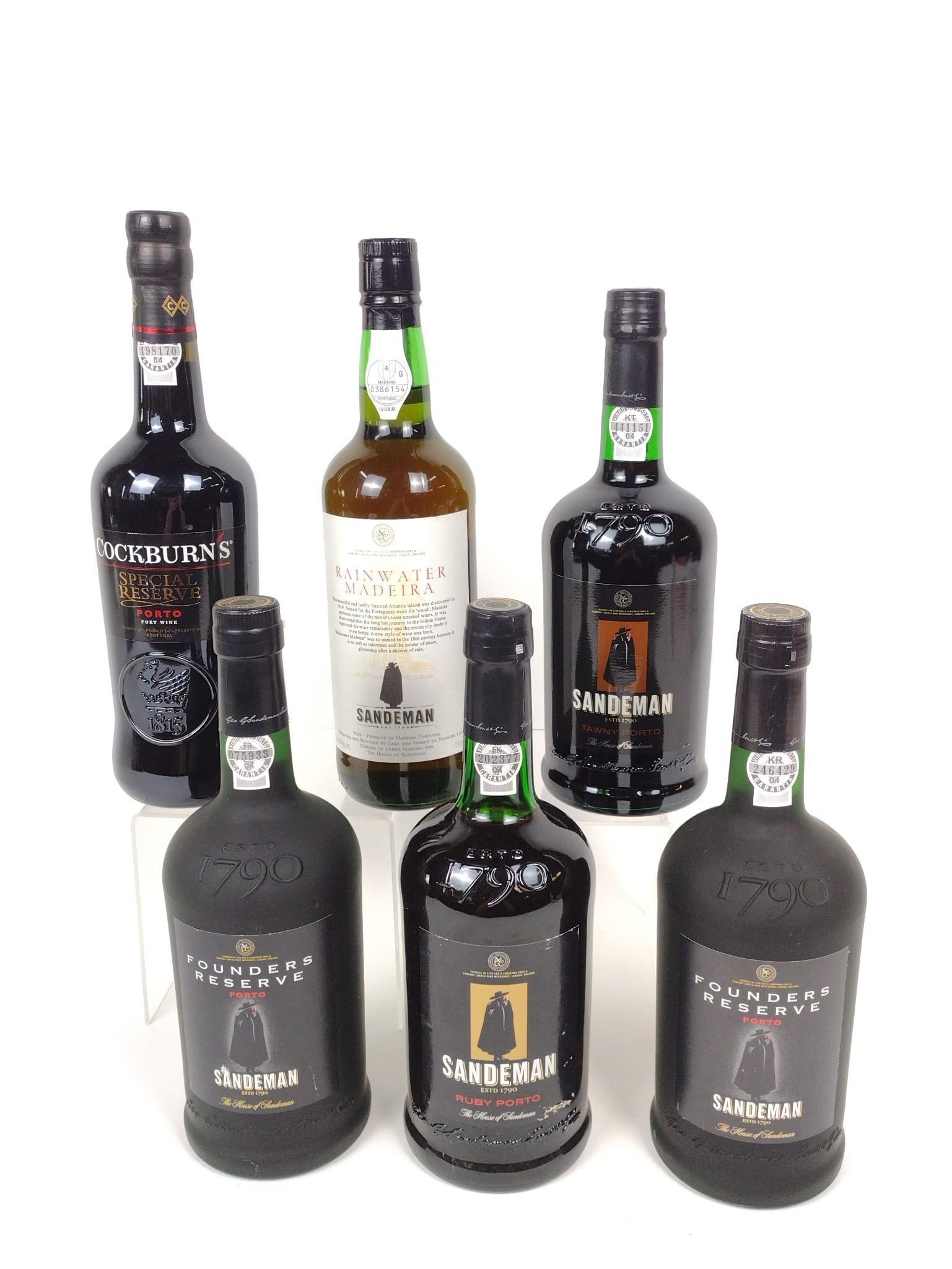 6 Bottles Estate Alcohol: THIS LOT CANNOT BE SHIPPED. ALL UNOPENED AND SEALED. Includes Porto, Rainwater Madera, and more.