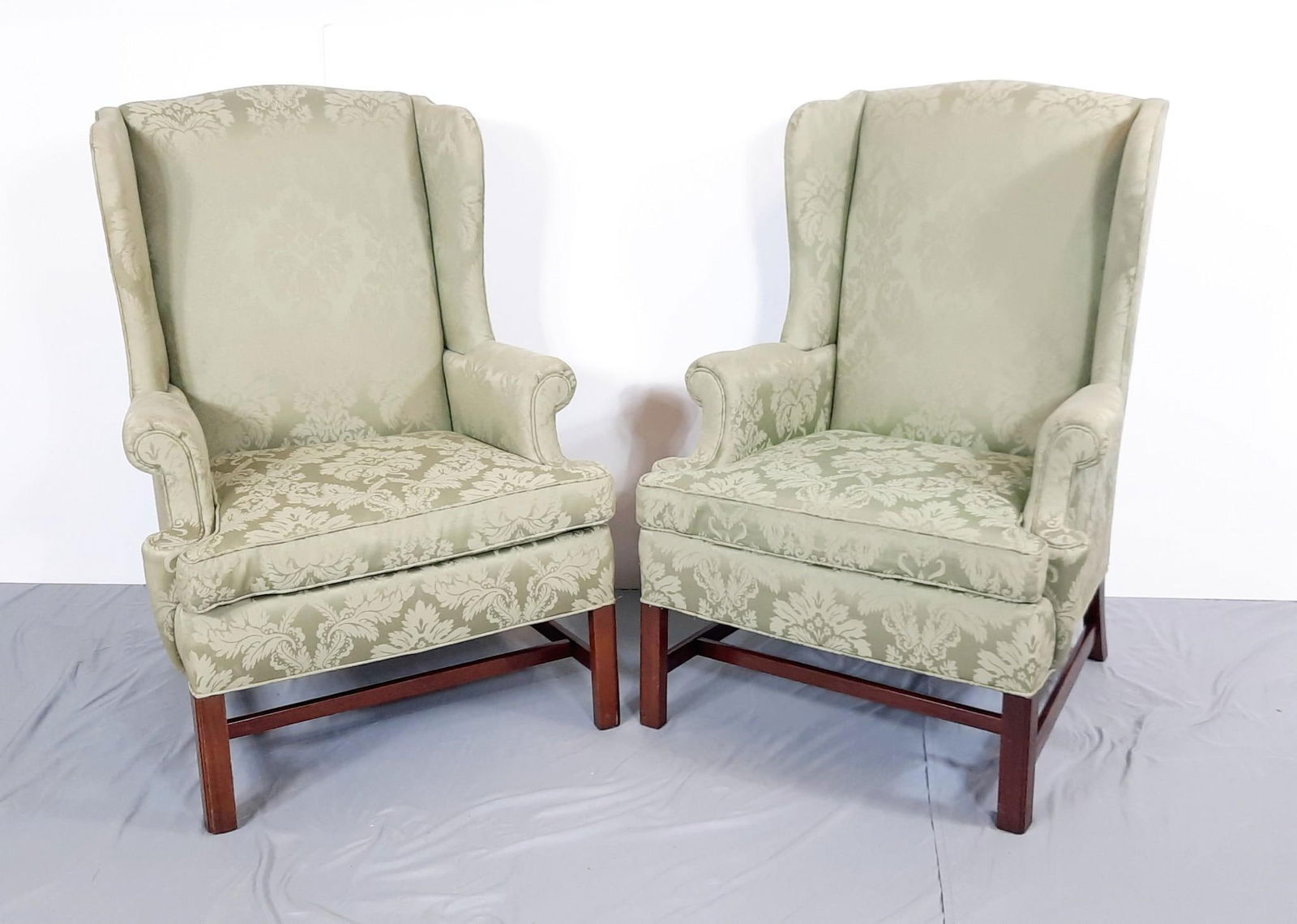 2 Hickory Chair Co Chippendale Style Wingback Chairs (1 of 3)