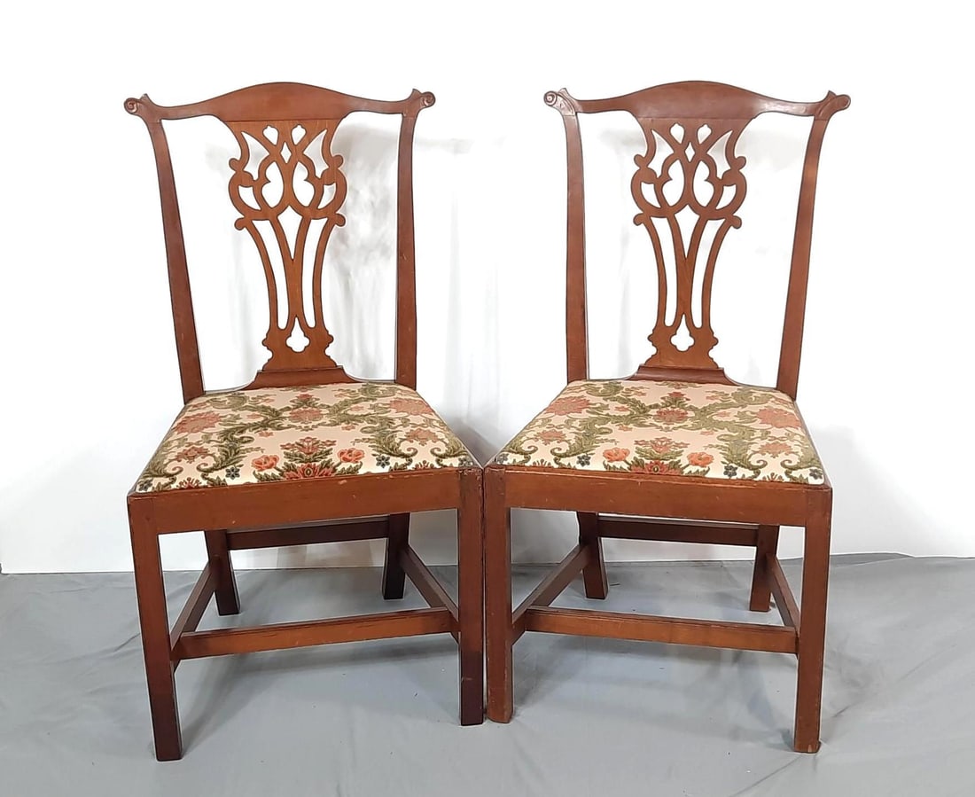 Pair Chippendale Style Side Chairs (1 of 4)