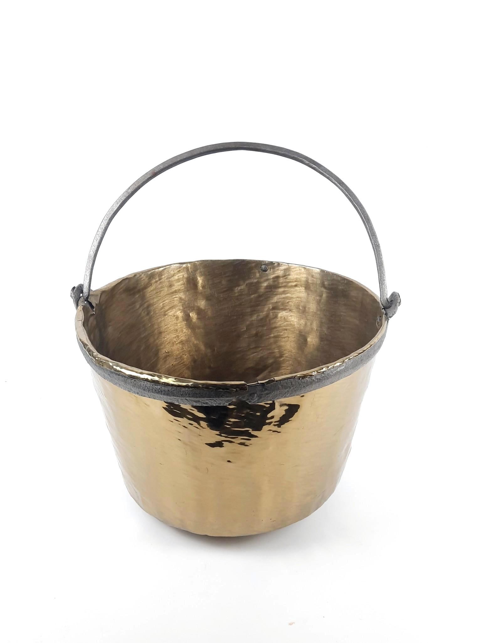 19th Century Brass Kettle w/ Wrought Iron Handle (1 of 3)