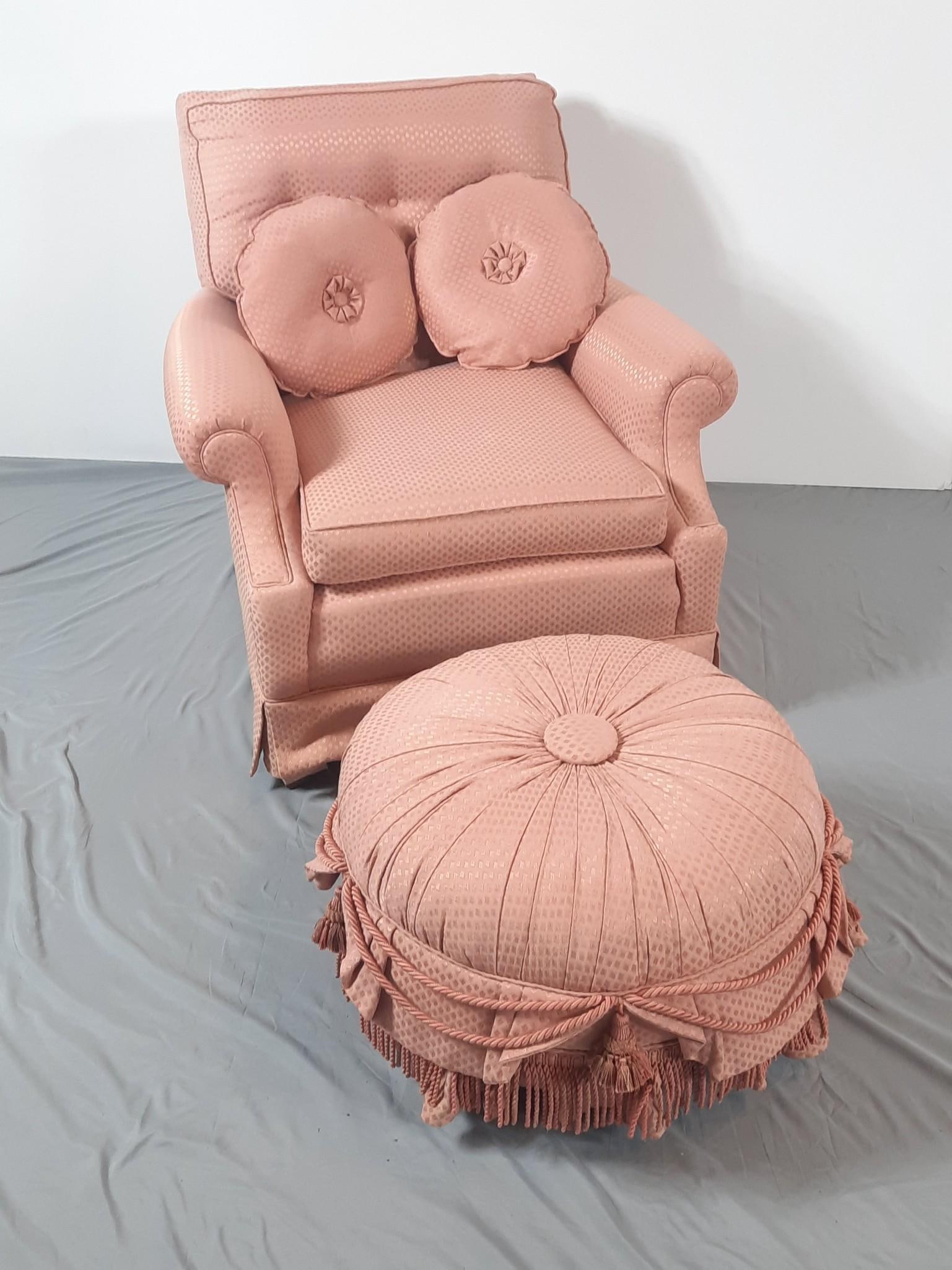 Upholstered Armchair with Tufted Ottoman (1 of 2)