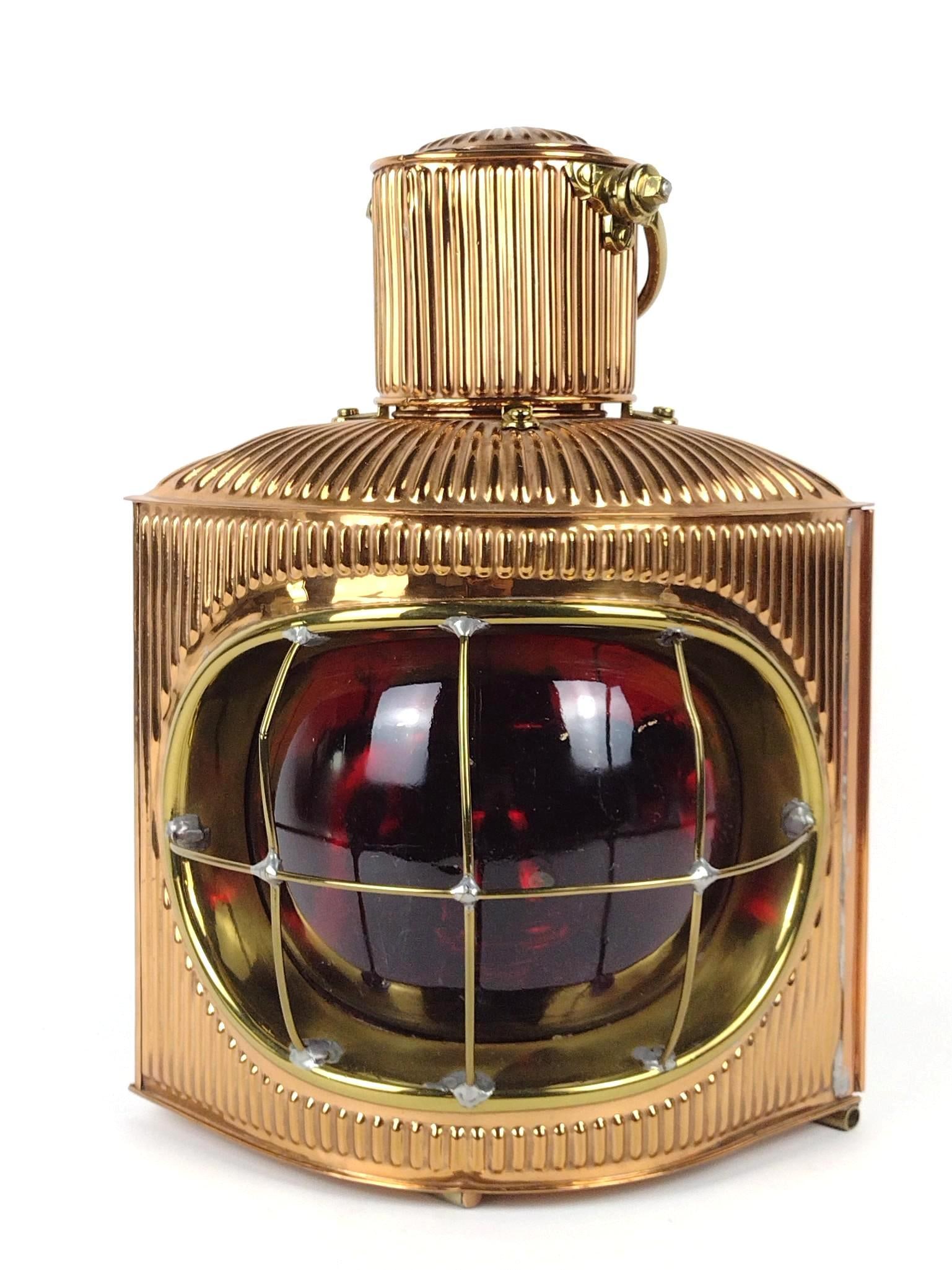 Copper and Brass Ship Light with Red Lens (1 of 6)
