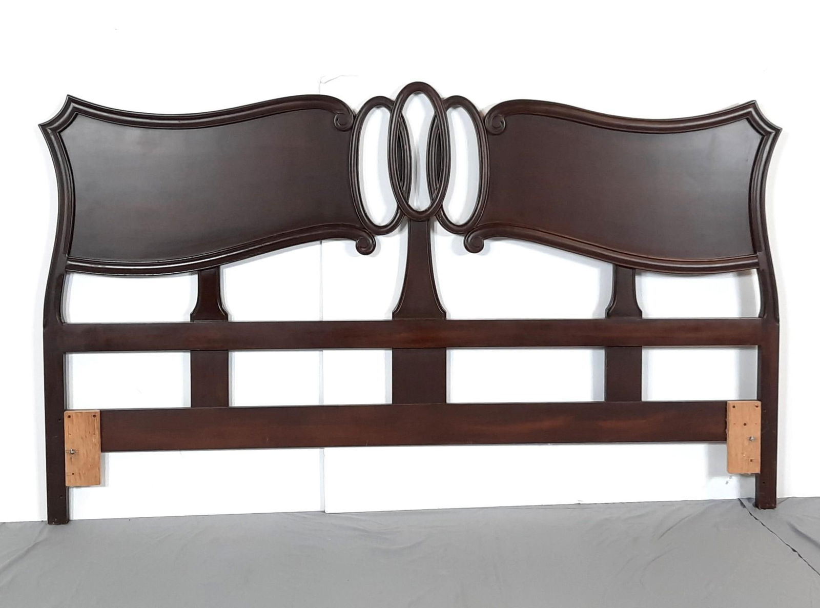 Antique Style Headboard with Hollywood Frame: NOT ELIGIBLE FOR IN-HOUSE SHIPPING. Headboard: 82" wide x 47: high. Some scratches to finish.