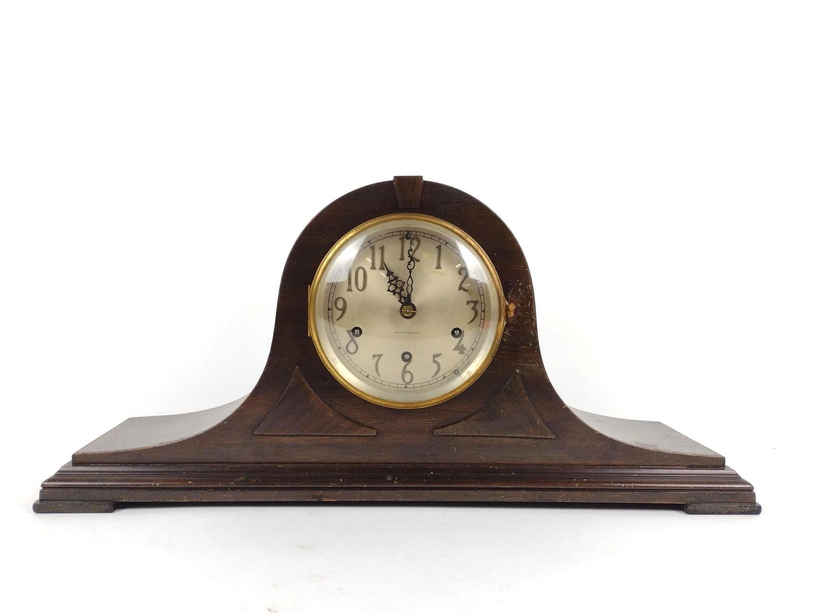 Mantle Clock: Working. Number 124. Made in the USA.
