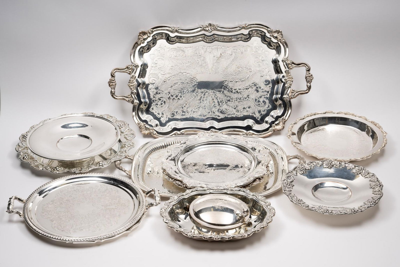 11 Silverplate Trays incl. Lancaster Silver Co. (1 of 9)
