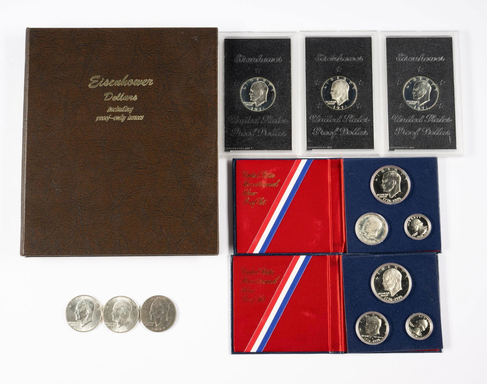 Silver and Clad Eisenhower Dollars Loose, In Slabs, In Books (1 of 8)