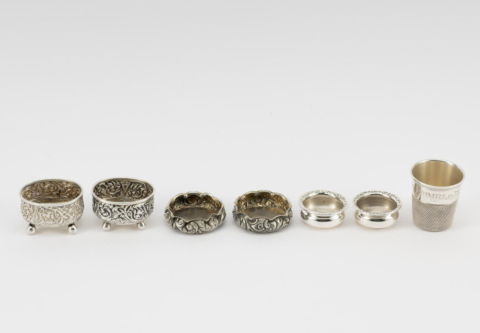 7 Sterling Silver Salt Dips & Thimble (1 of 7)