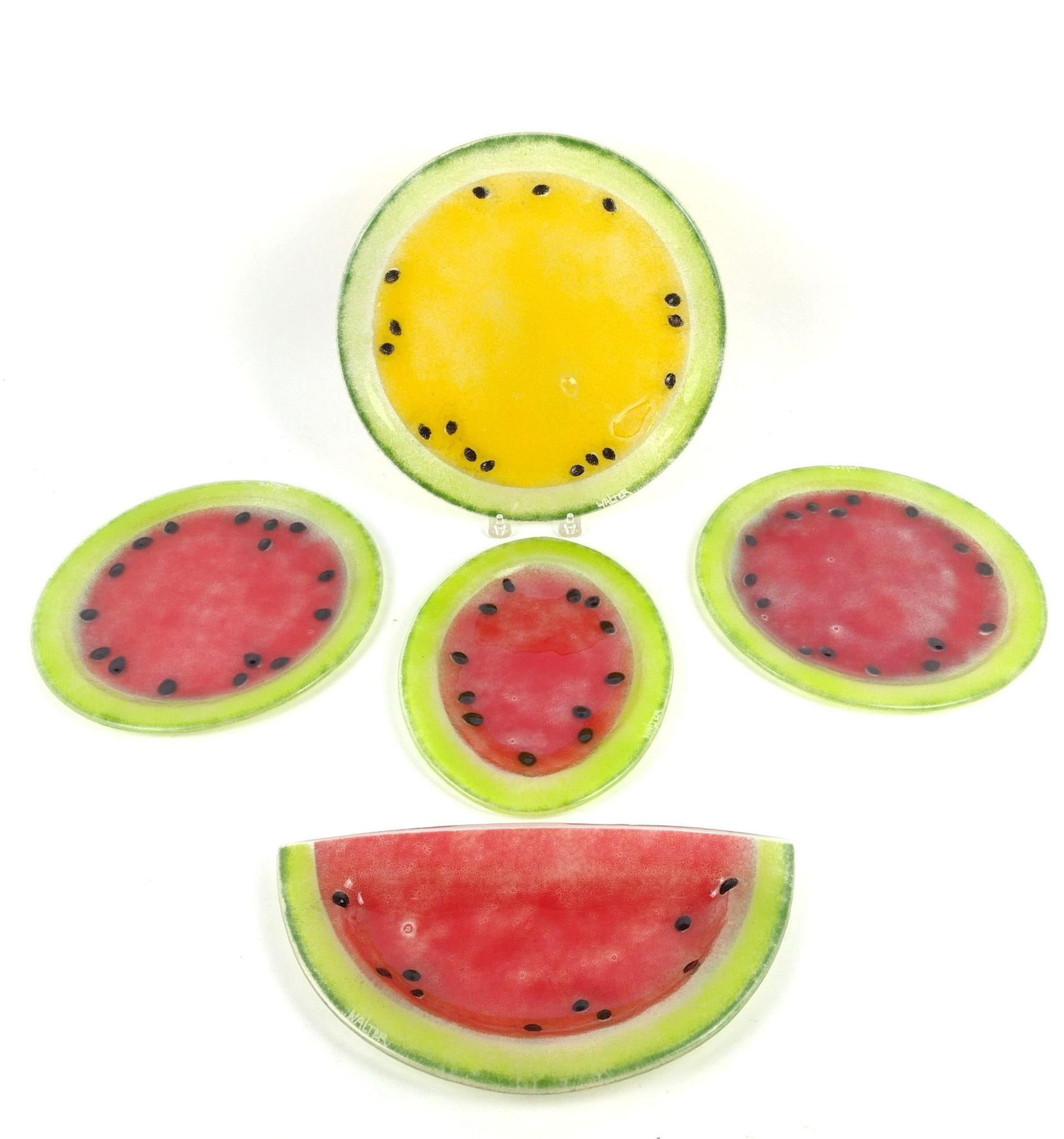 5 Pcs "Walter" Art Glass Watermelon Dishes (1 of 5)
