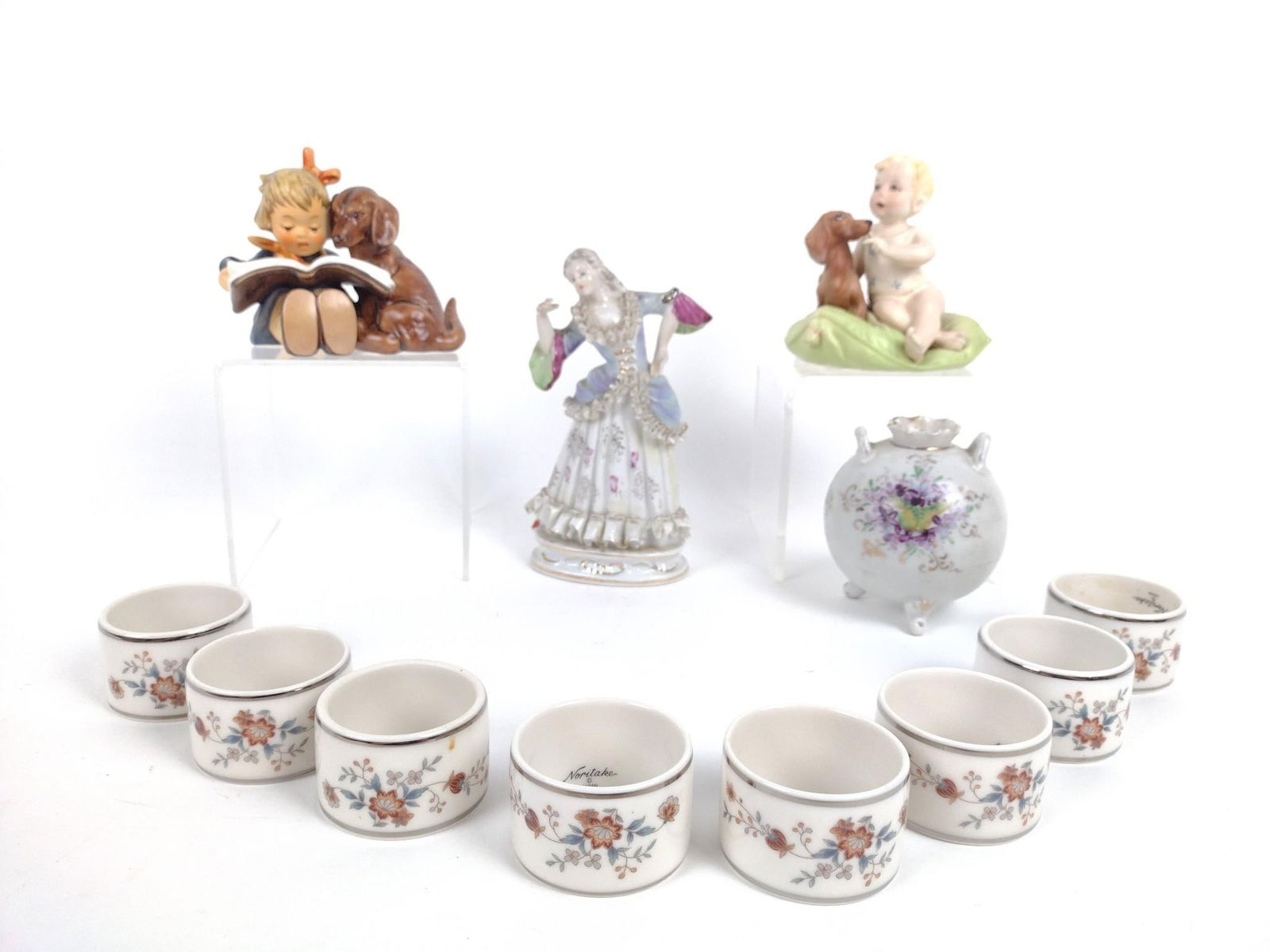 12 Ceramics incl Goebel and Noritake: Others unmarked. 1-1/4" to 6-1/4" high.