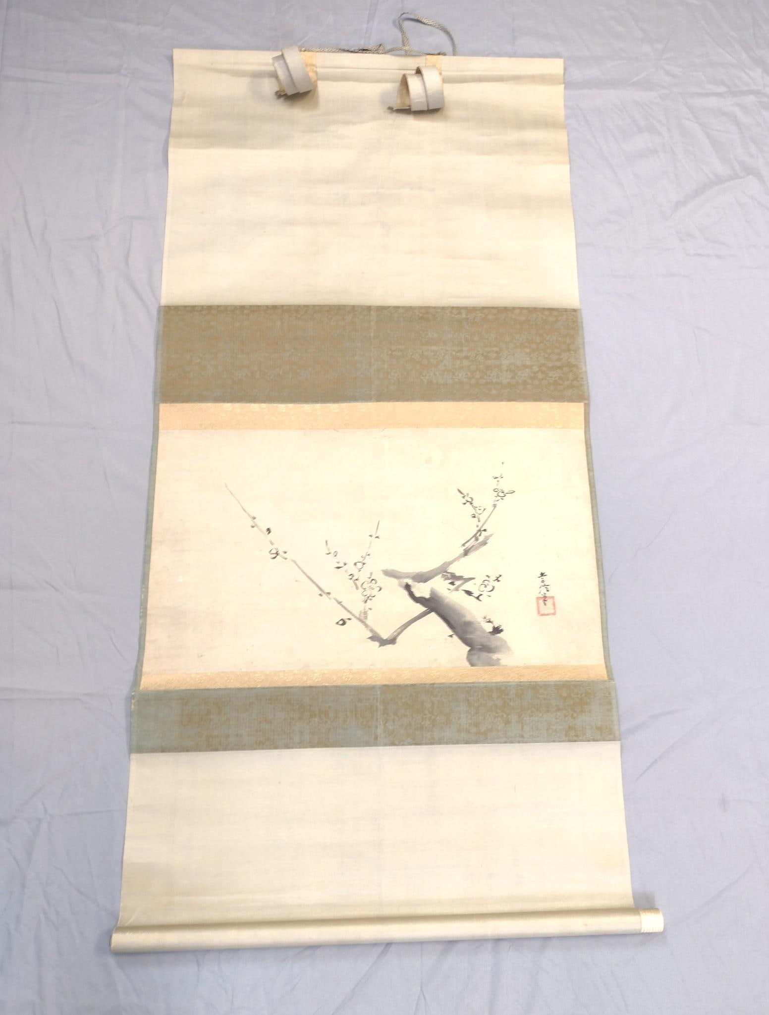 Kano Tsunenobu Plum Branch Scroll (1 of 3)