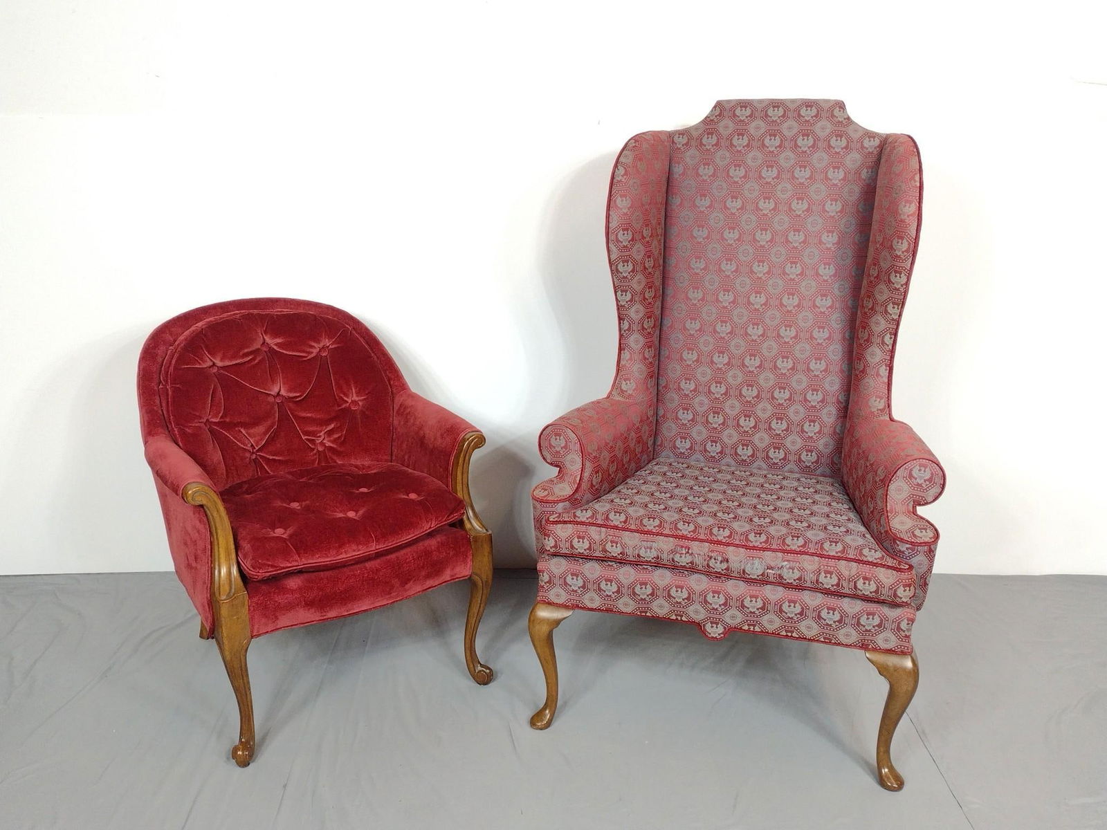 Two Upholstered Arm Chairs Incl Heritage Oversized Wing Back (1 of 8)
