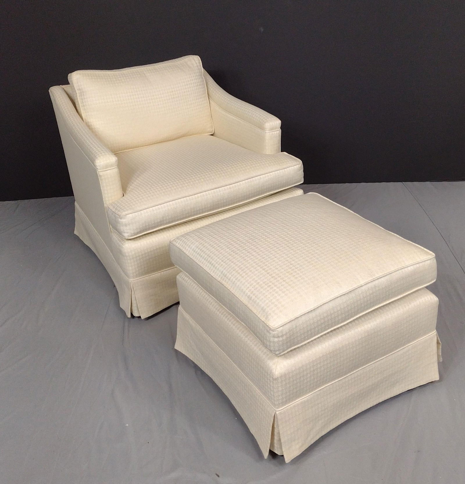 White Upholstered Arm Chair & Ottoman (1 of 5)