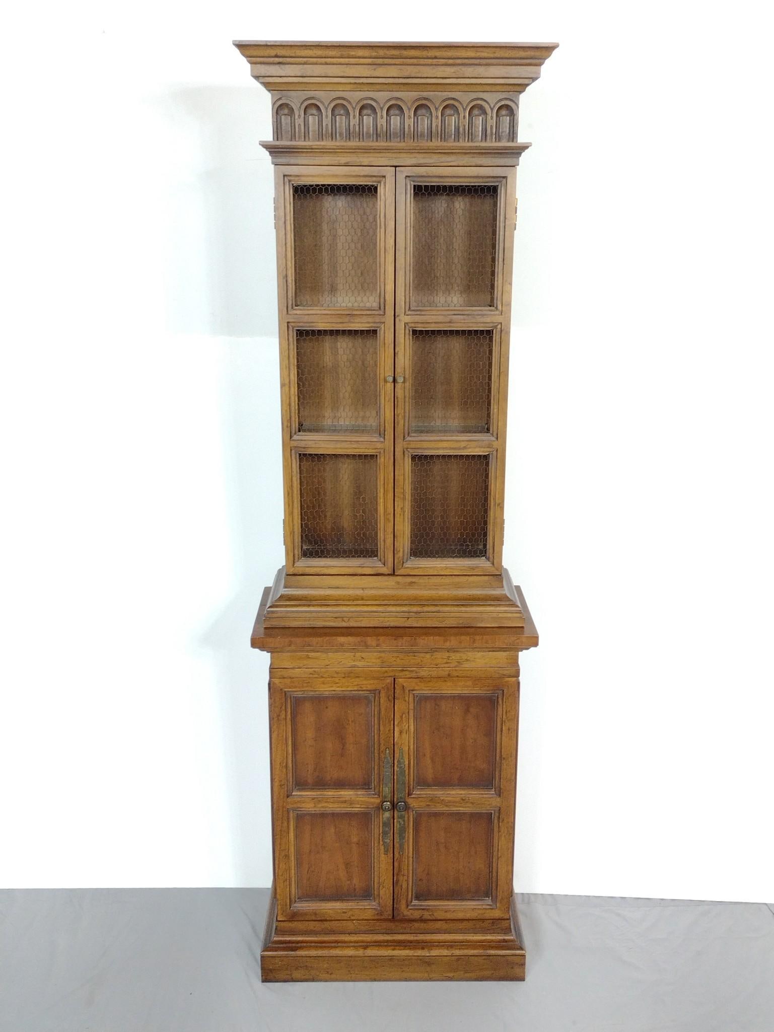 Heritage Grand Tour Curio Cabinet: NOT ELIGIBLE FOR IN-HOUSE SHIPPING. 20-1/2" wide X 10-1/2" deep X 68" high. No manufactures name found.