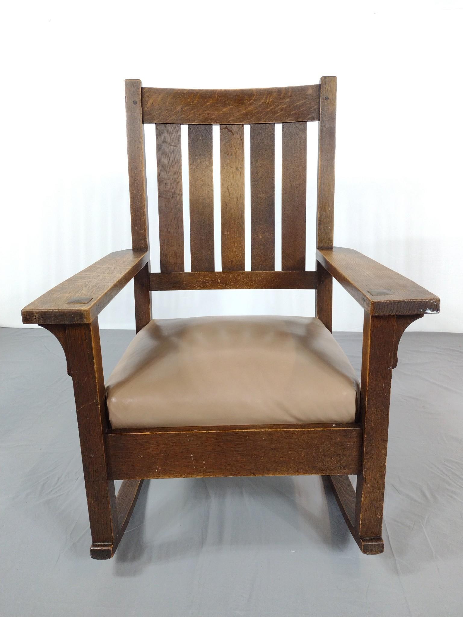 Gustav Stickley Mission Oak Slat-Back Rocker (1 of 6)