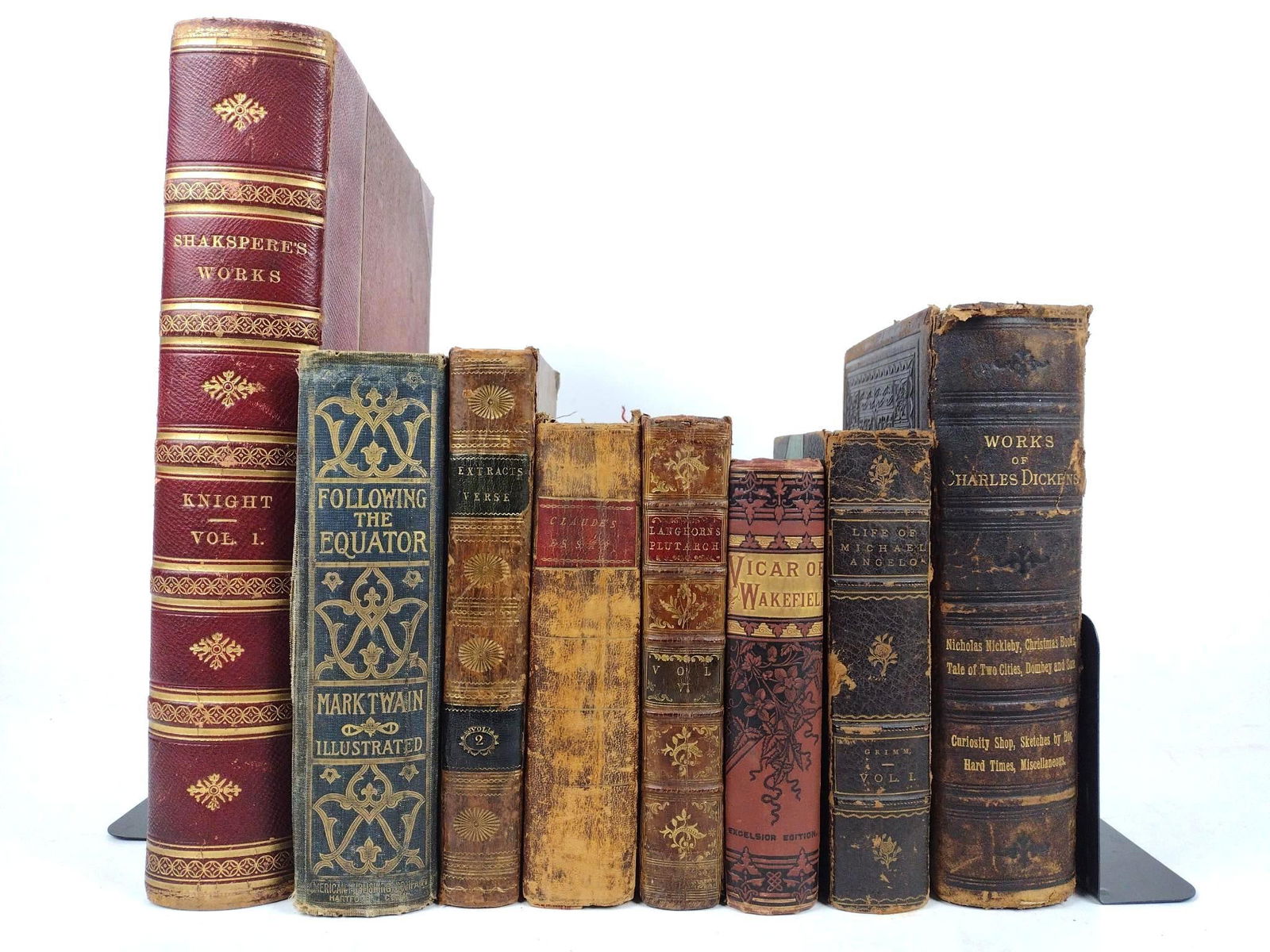 8 Leather Bound Books Incl Mark Twain (1 of 8)