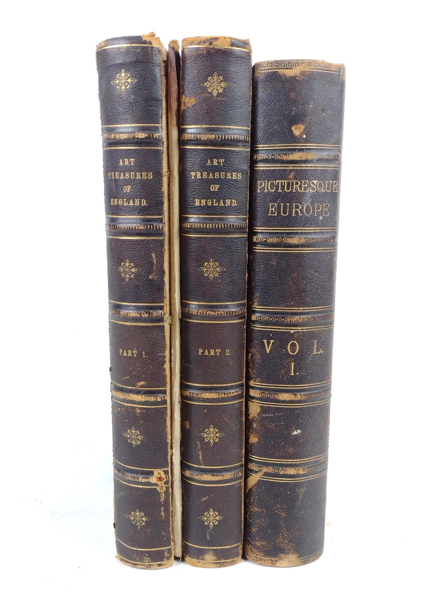 3 Leather Bound Books Incl Art Treasures Of England (1 of 8)