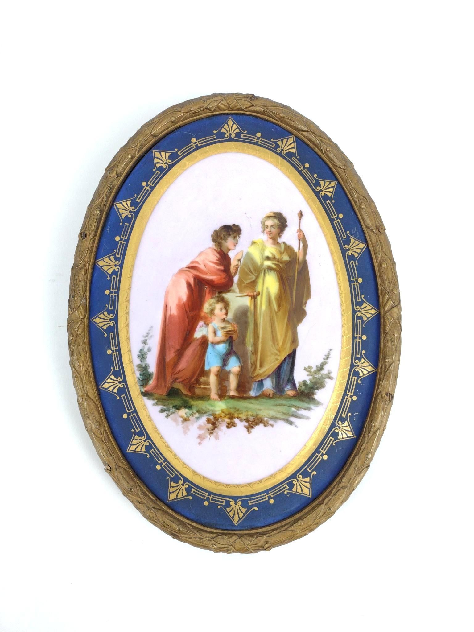 19th C German Porcelain Plaque in Gilt Frame (1 of 2)