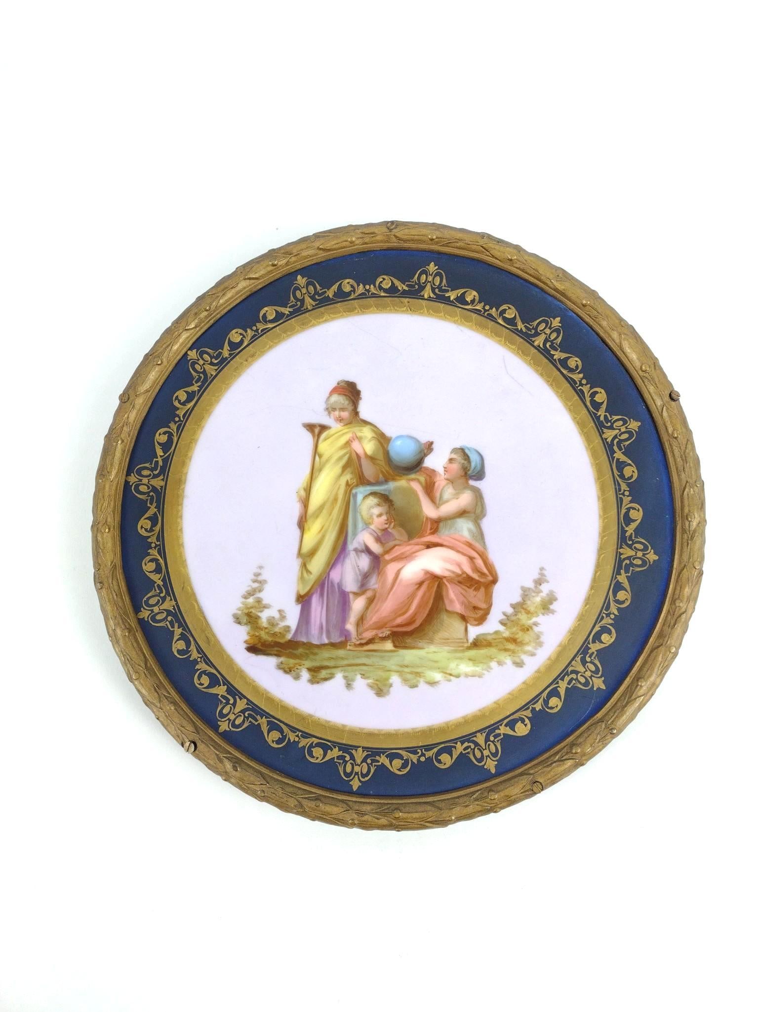 19th C German Porcelain Plaque in Gilt Frame (1 of 2)