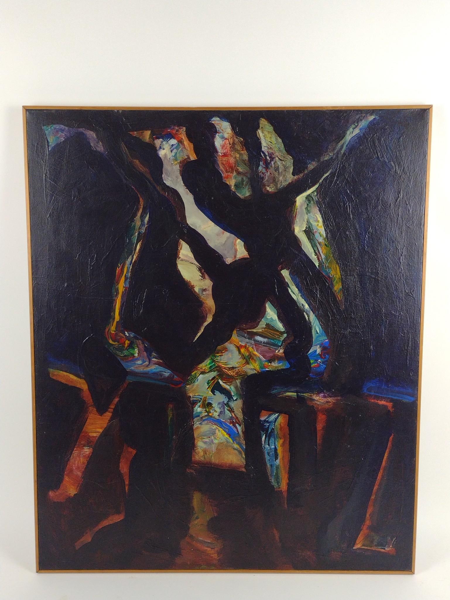 David Marcus "Invocation To The Elements" Painting: Overall with frame: 25-1/4" wide X 30-1/2" high.