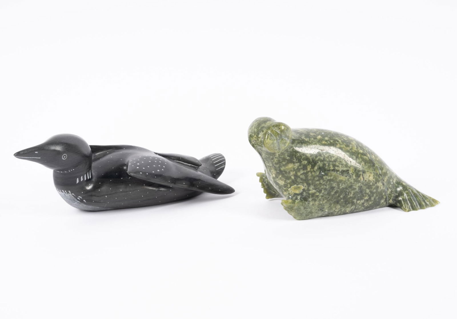 Inuit Walrus and Loon Carved Soapstone (1 of 7)
