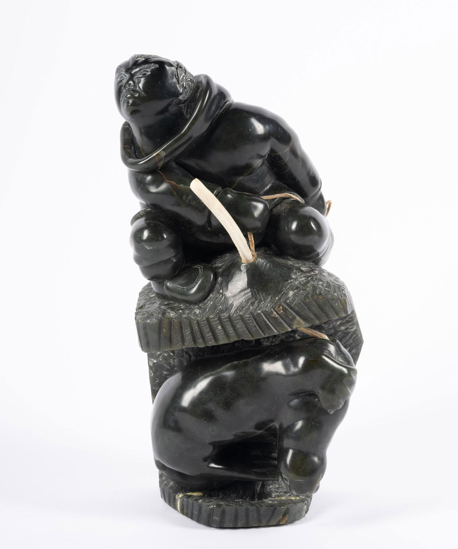Inuit Hunter and Seal Carved Soapstone (1 of 5)
