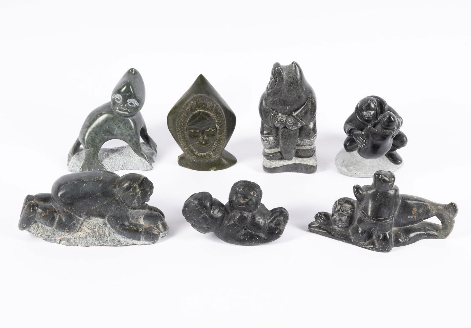 Group Of Seven Carved Stone Inuit Pieces (1 of 9)