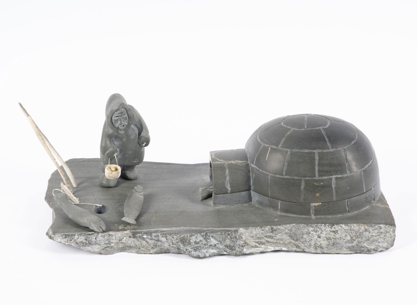 Inuit Carved Stone Ice Flow Camp by John Evaglok (1 of 5)