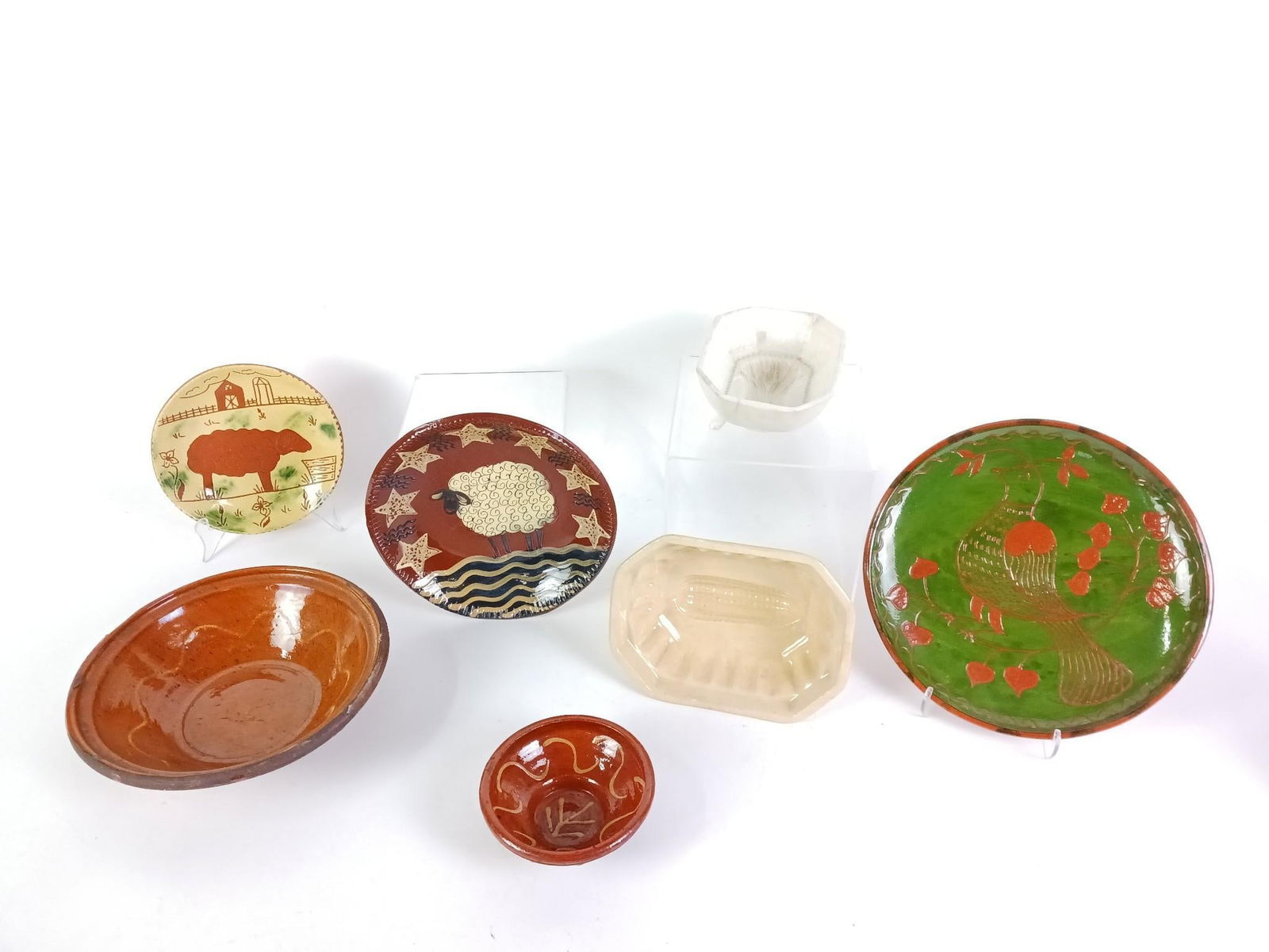 7 Pcs Redware and Yellow Ware incl Breininger (1 of 14)