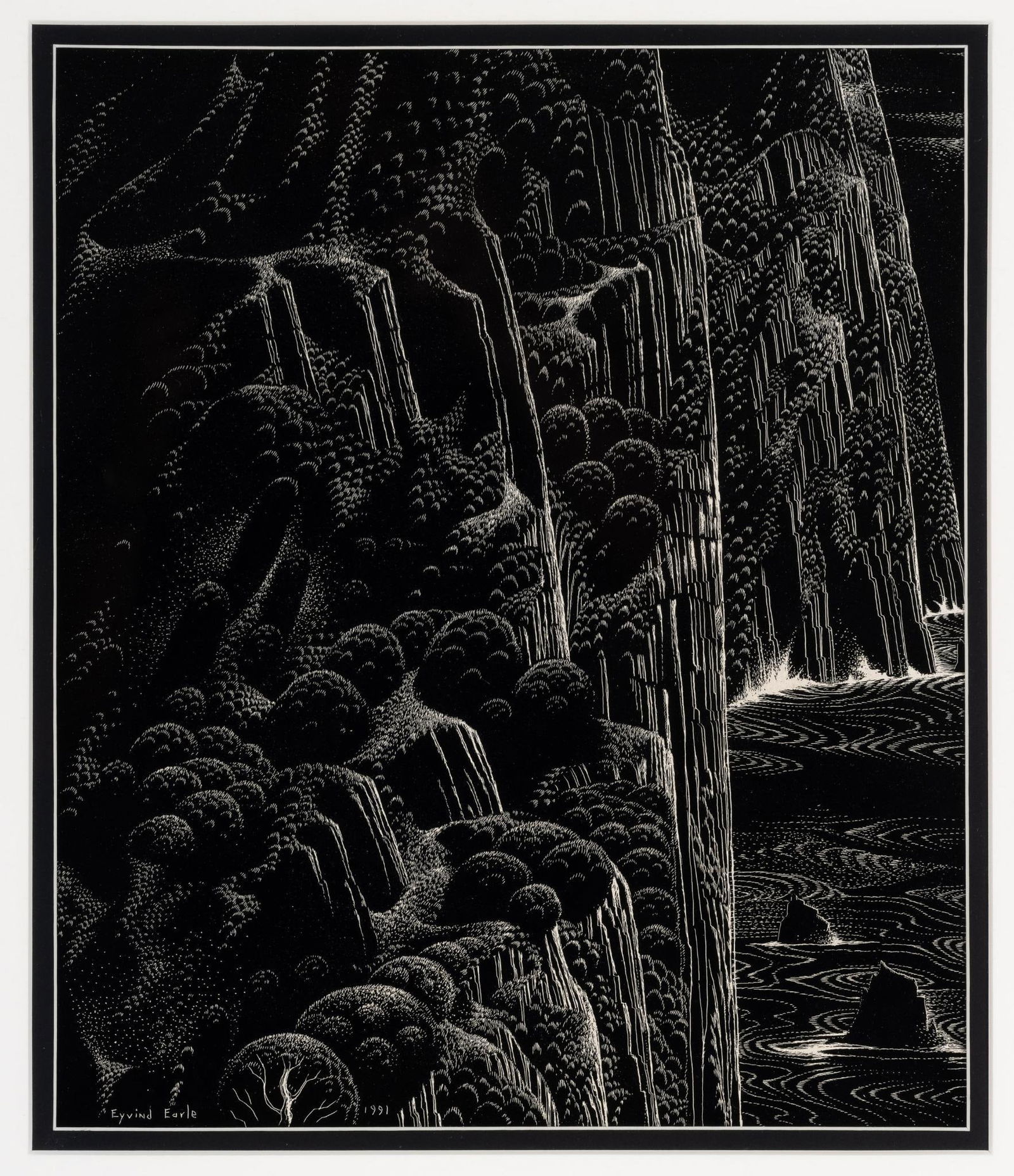 Eyvind Earle (1916 - 2000) Incised Drawing on Clayboard (1 of 4)