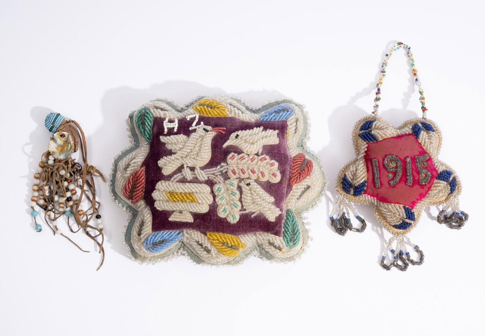 Two Iroquois Beaded Pillows Lakota Sioux Papoose Dangle (1 of 7)