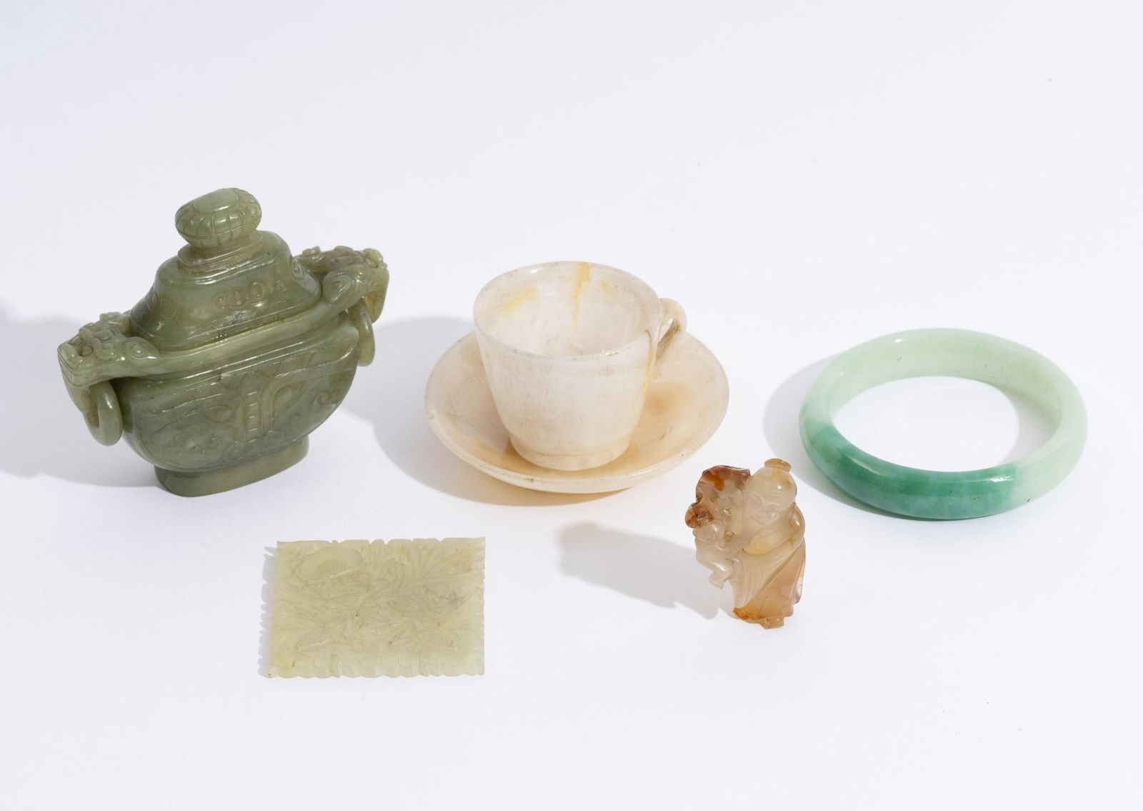 5 Pcs Carved Hardstone (1 of 9)