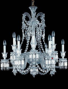 12 Light Baccarat Zenith Chandelier: DESCRIPTION: A 12 light Baccarat Zenith lead crystal chandelier. Designed by Philippe Starck. MEASUREMENTS: 31-1/2" long x 31-1/8" wide. CONDITION: Stock photograph shown.