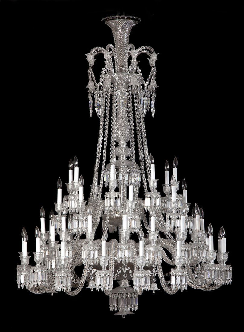 48 Light Baccarat Zenith Long Chandelier: DESCRIPTION: A 48 light Baccarat Zenith lead crystal chandelier. Designed by Philippe Starck. MEASUREMENTS: 79" long x 55" wide. CONDITION: No defects noted.