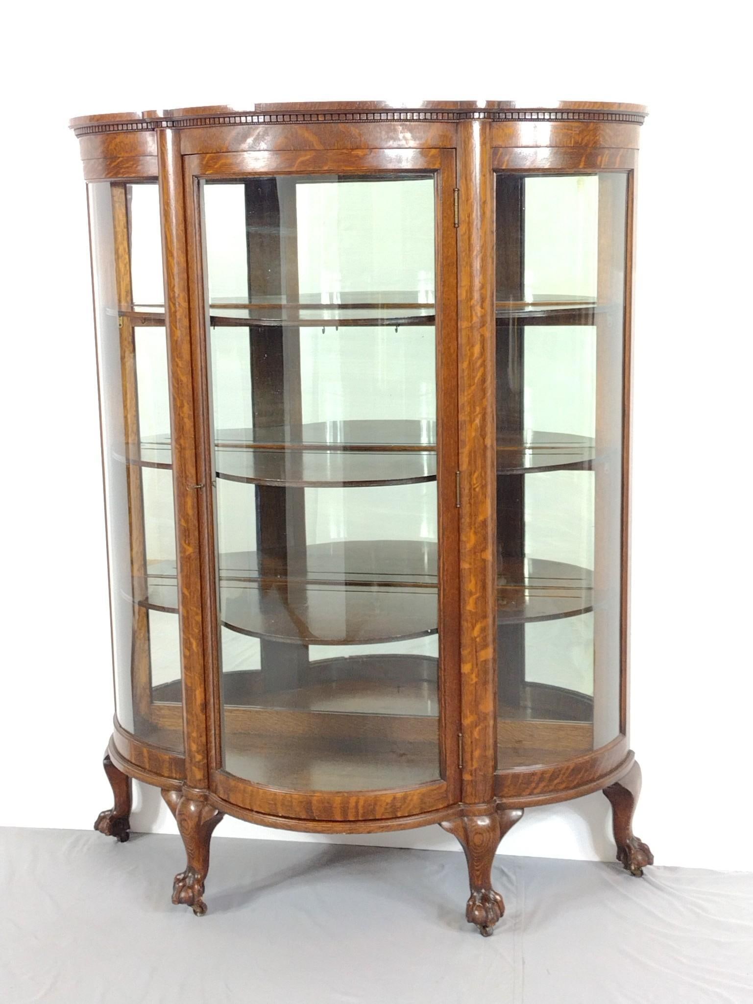 Chippendale Bow Front Curio Cabinet with Ball and Claw Feet (1 of 4)