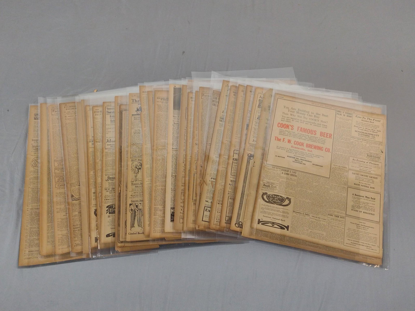 32 Antique Newspapers incl Santa Fe New Mexican: NOT ELIGIBLE FOR IN-HOUSE SHIPPING. Also includes The Boston Traveler, The Constitution, and more. Some wear consistent with age and use.