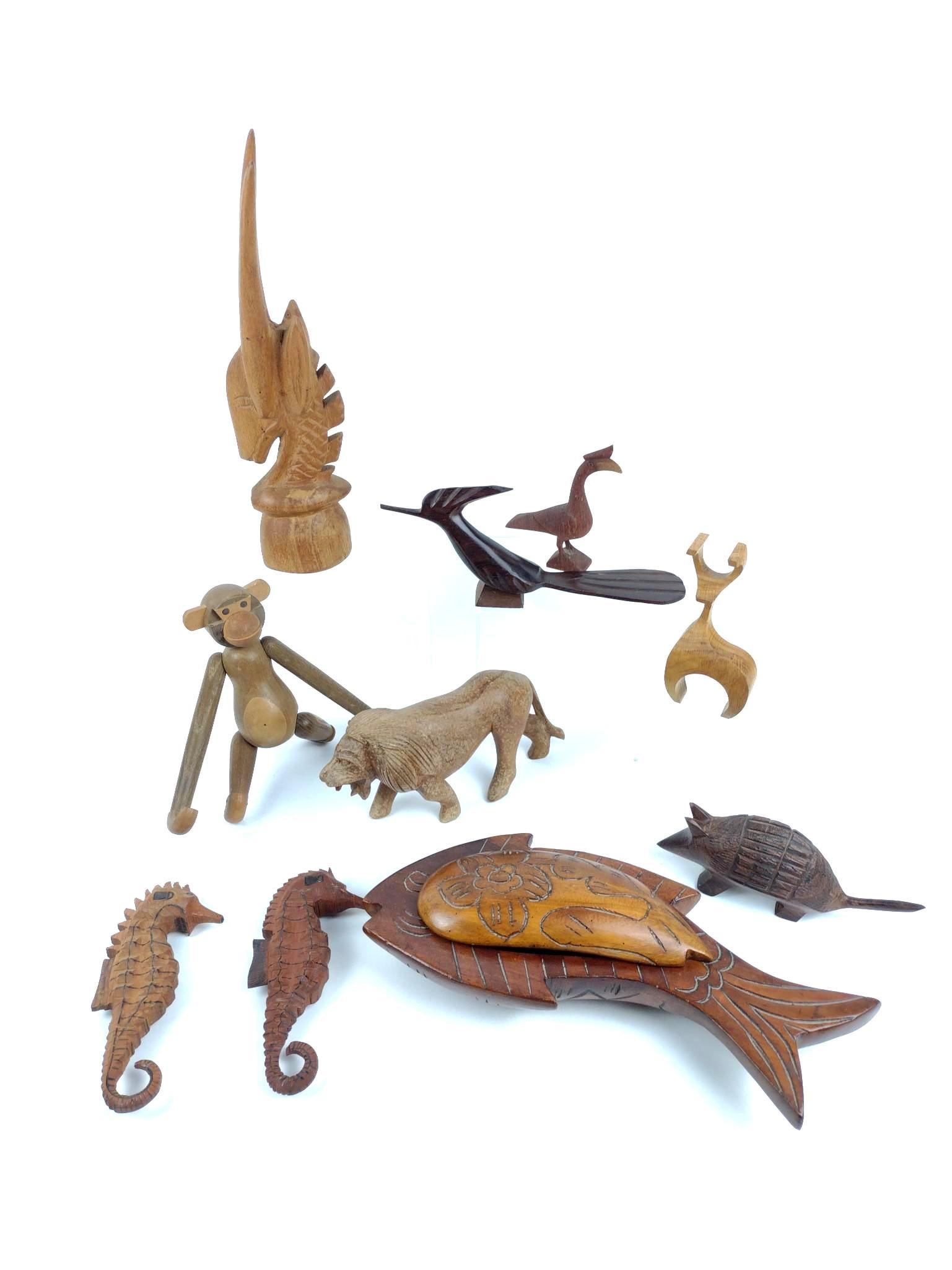 10 Wood Carved Animal Figures (1 of 3)