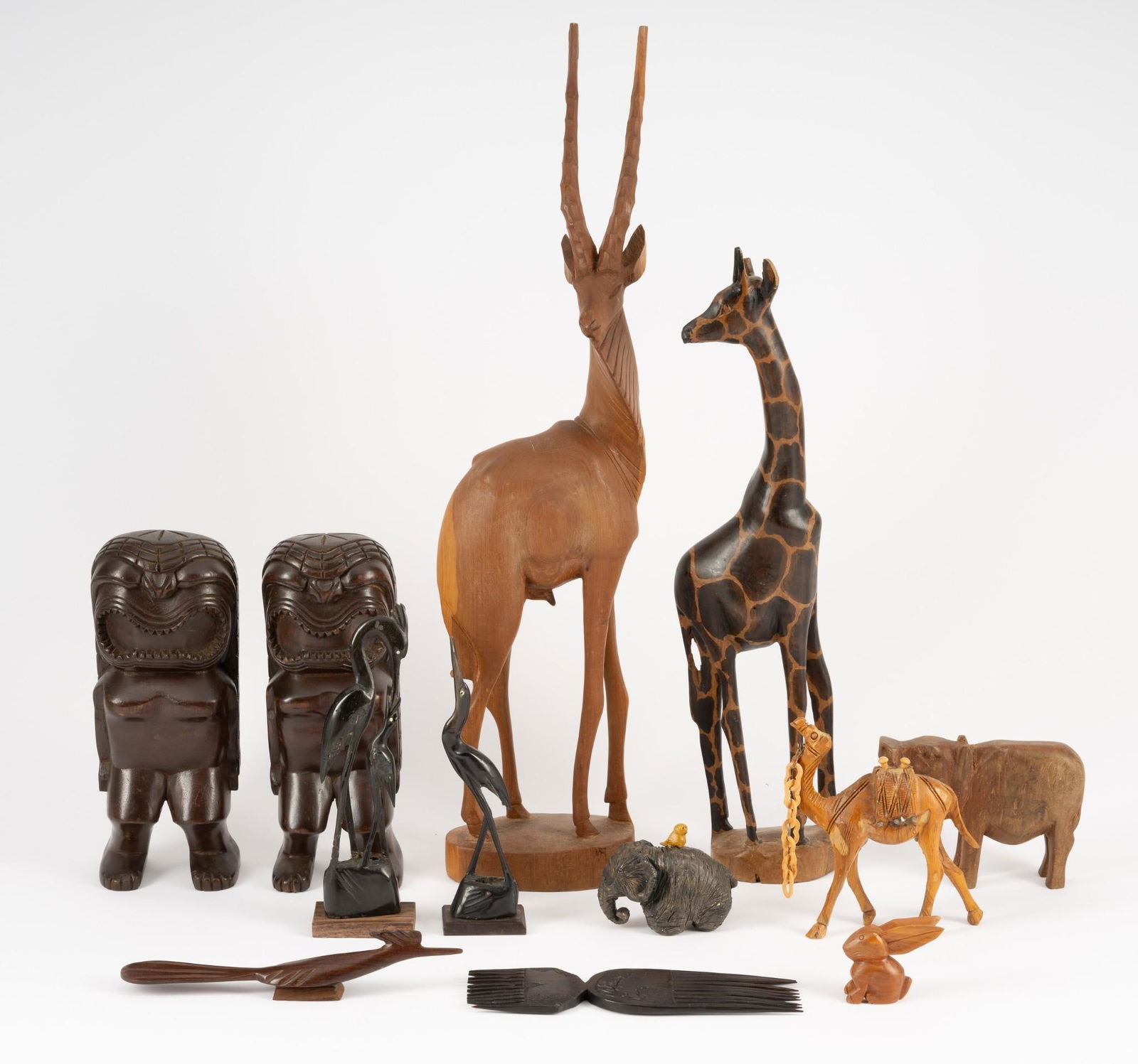 12 Wood Carvings incl Animals (1 of 7)