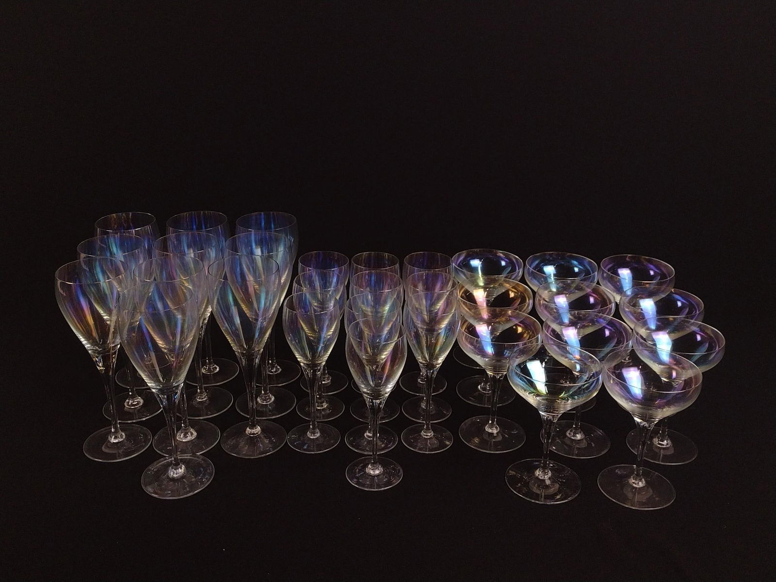 31 Pcs. Rainbow Glass Stemware (1 of 2)