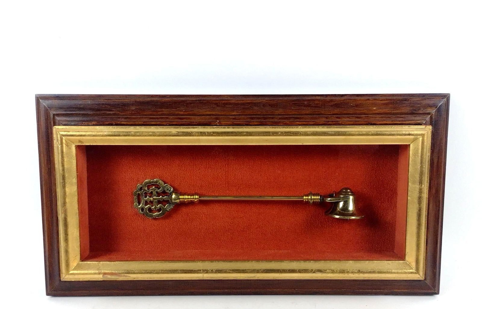Brass Candle Snuffer in Shadow Box Frame (1 of 2)