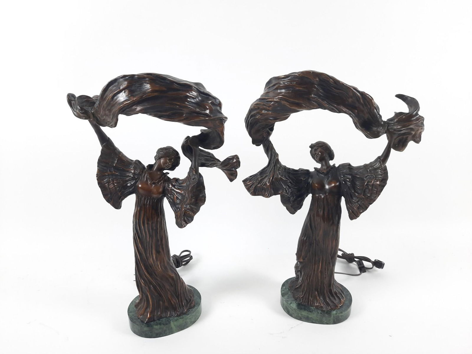 After Leonard Agathon Art Nouveau Bronze Lady Lamps (1 of 3)