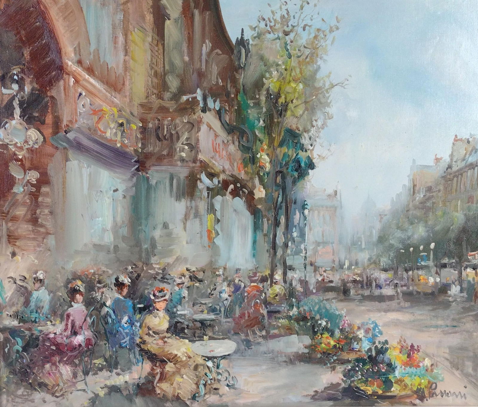 Mario Passoni "Outdoor Cafe" Painting (1 of 5)