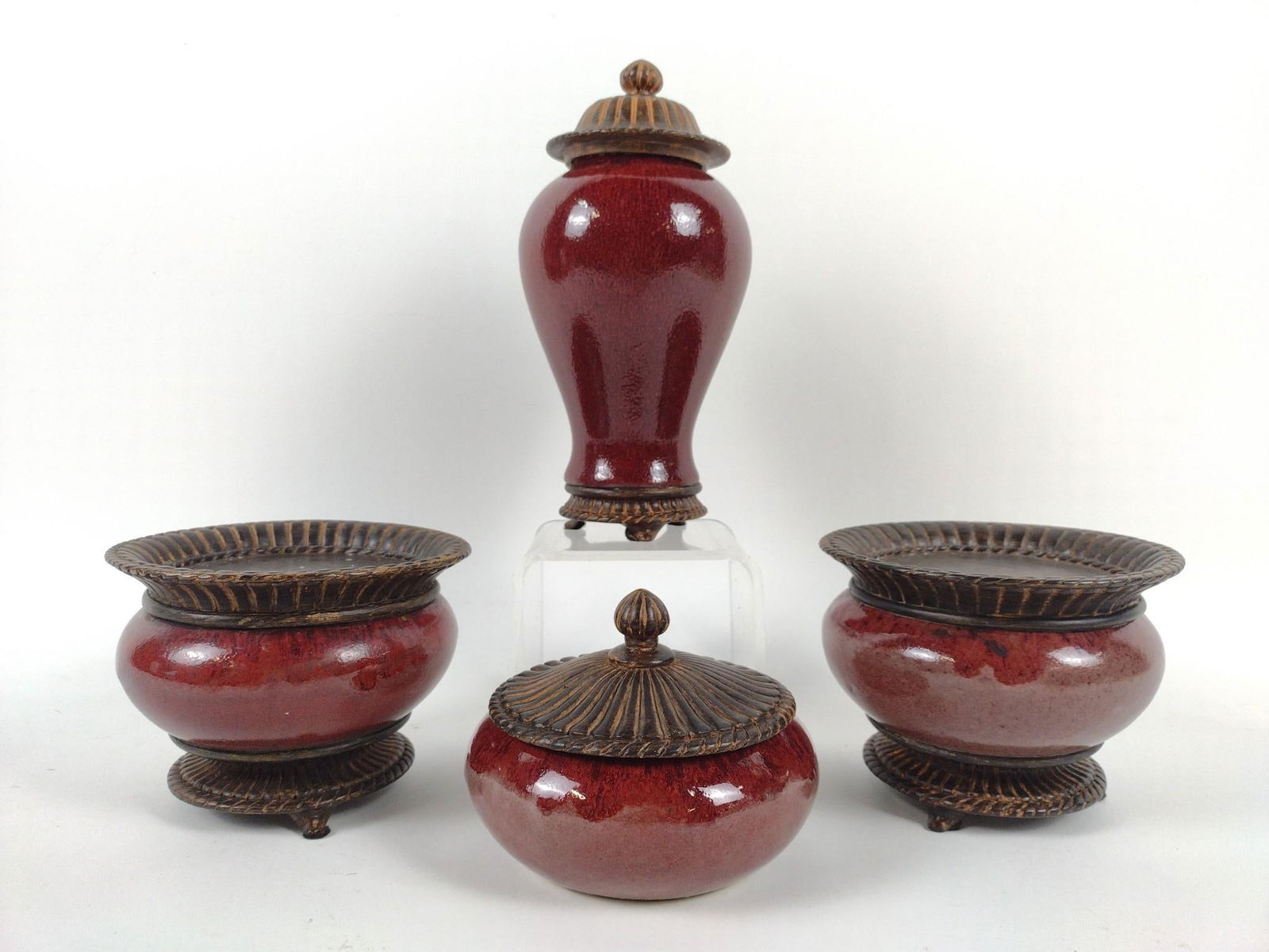 4 Pcs Fitz and Floyd Jars and Candle Stands (1 of 5)