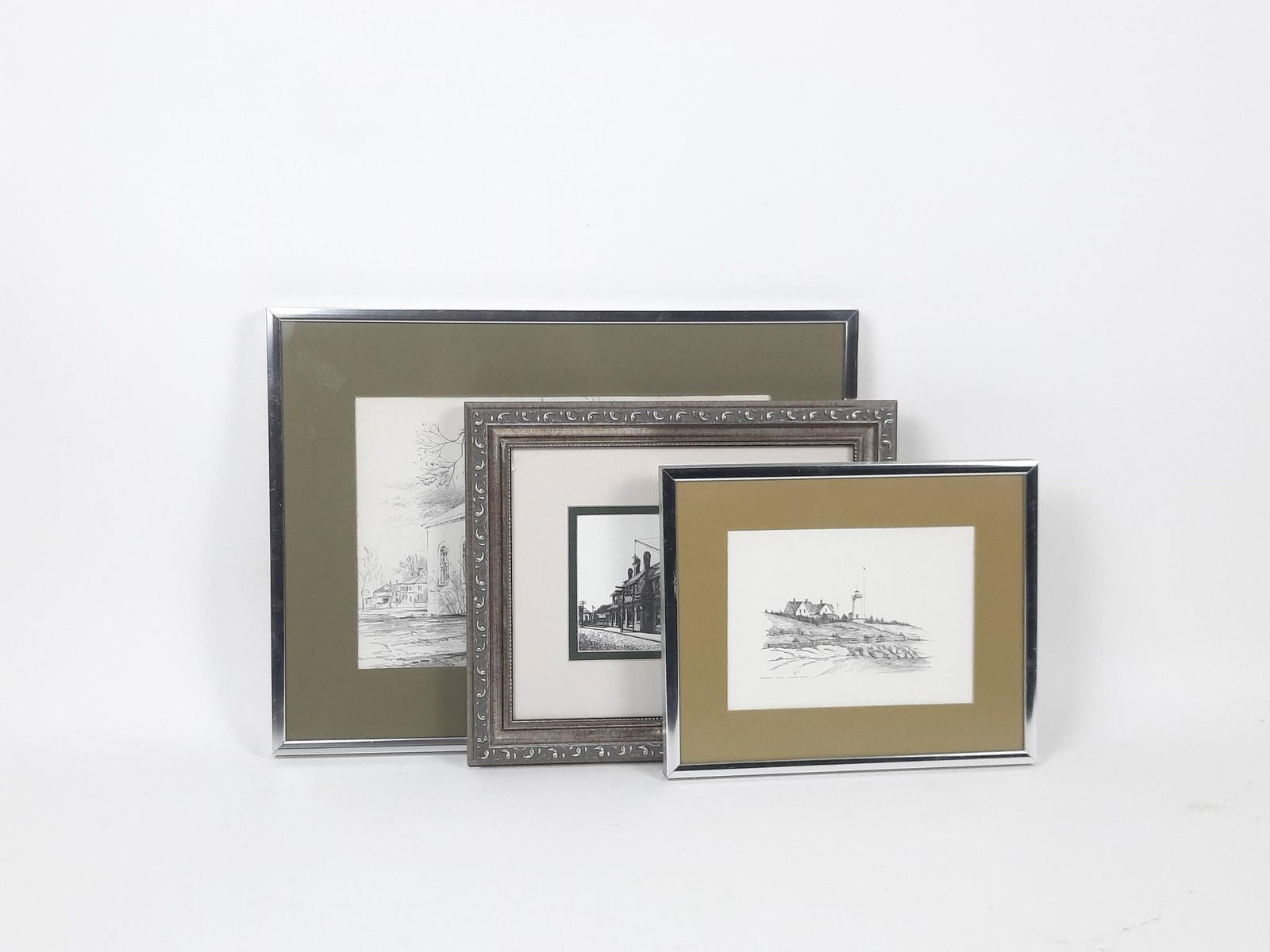 3 Black and White Landscape Prints incl Williamsburg (1 of 4)