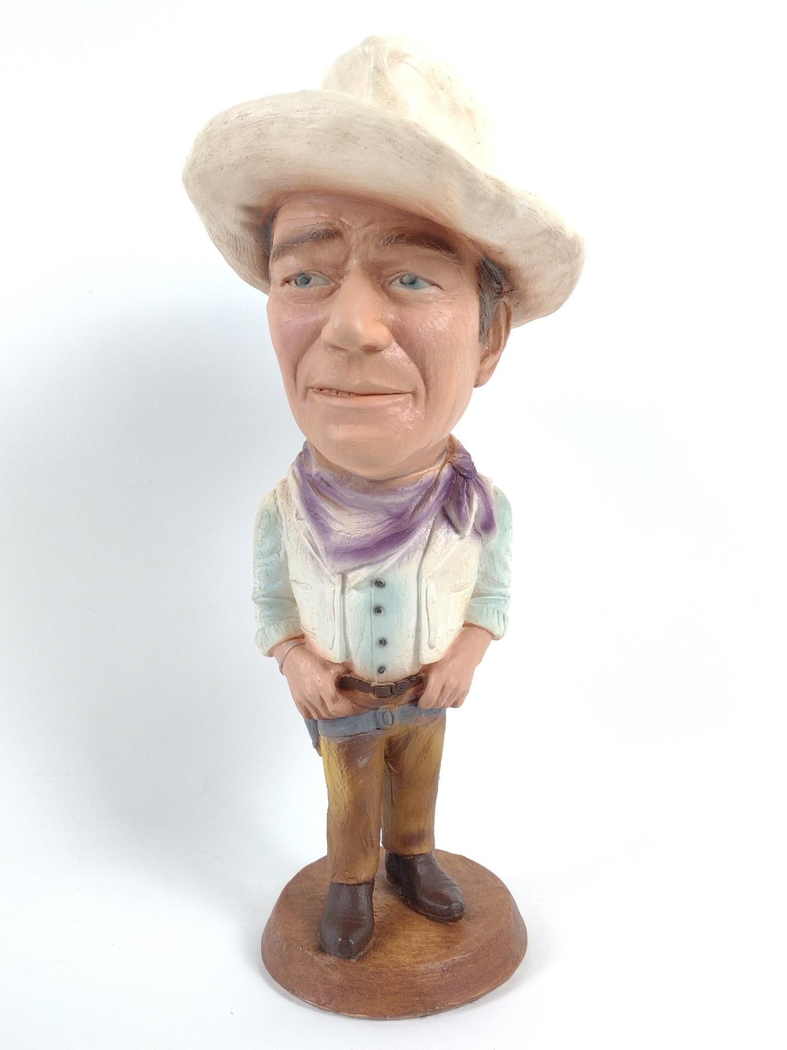 ES Productions Inc Ceramic Western Sculpture: 8-1/4" wide x 8-1/4" deep x 19" high.
