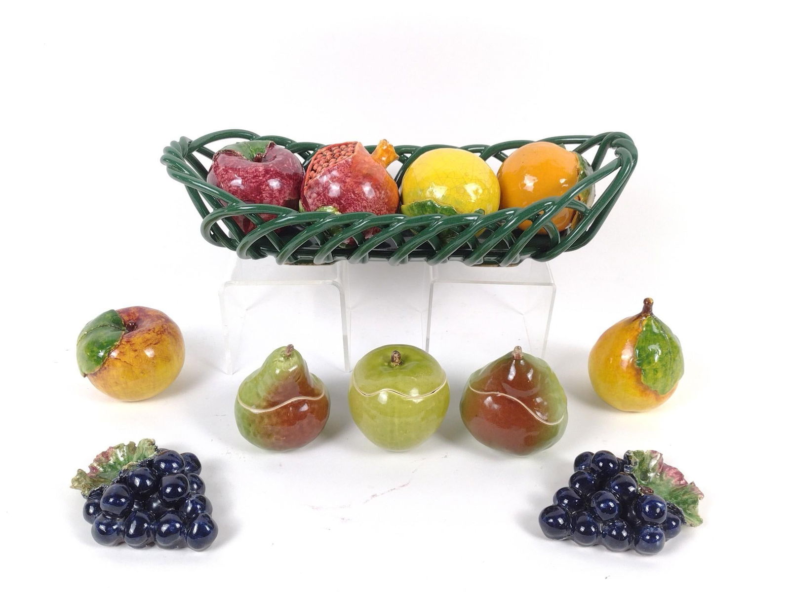 Ceramic Basket and 11 Pcs Ceramic Fruit (1 of 6)