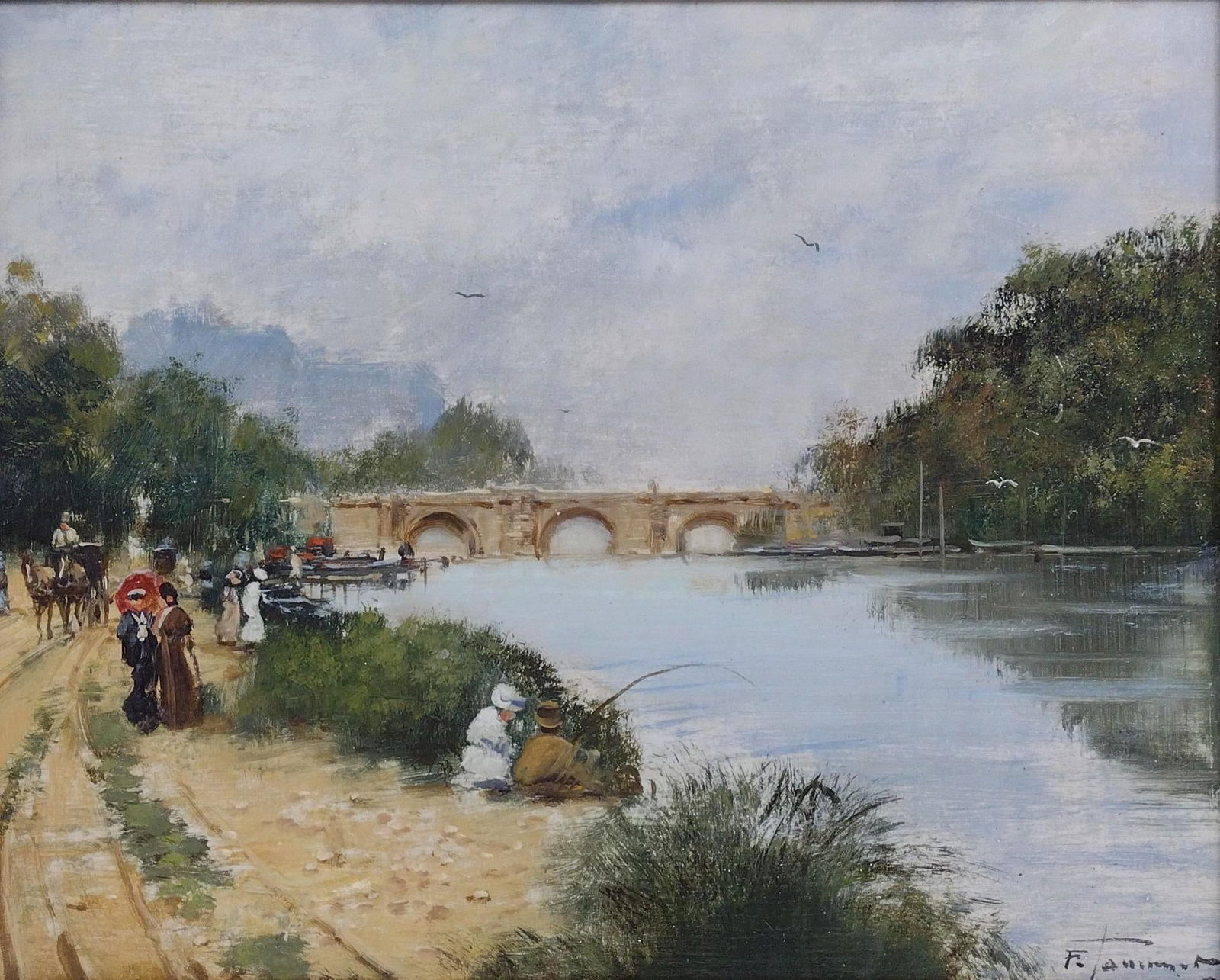 Francesco Tammaro "Park Scene" Painting (1 of 5)