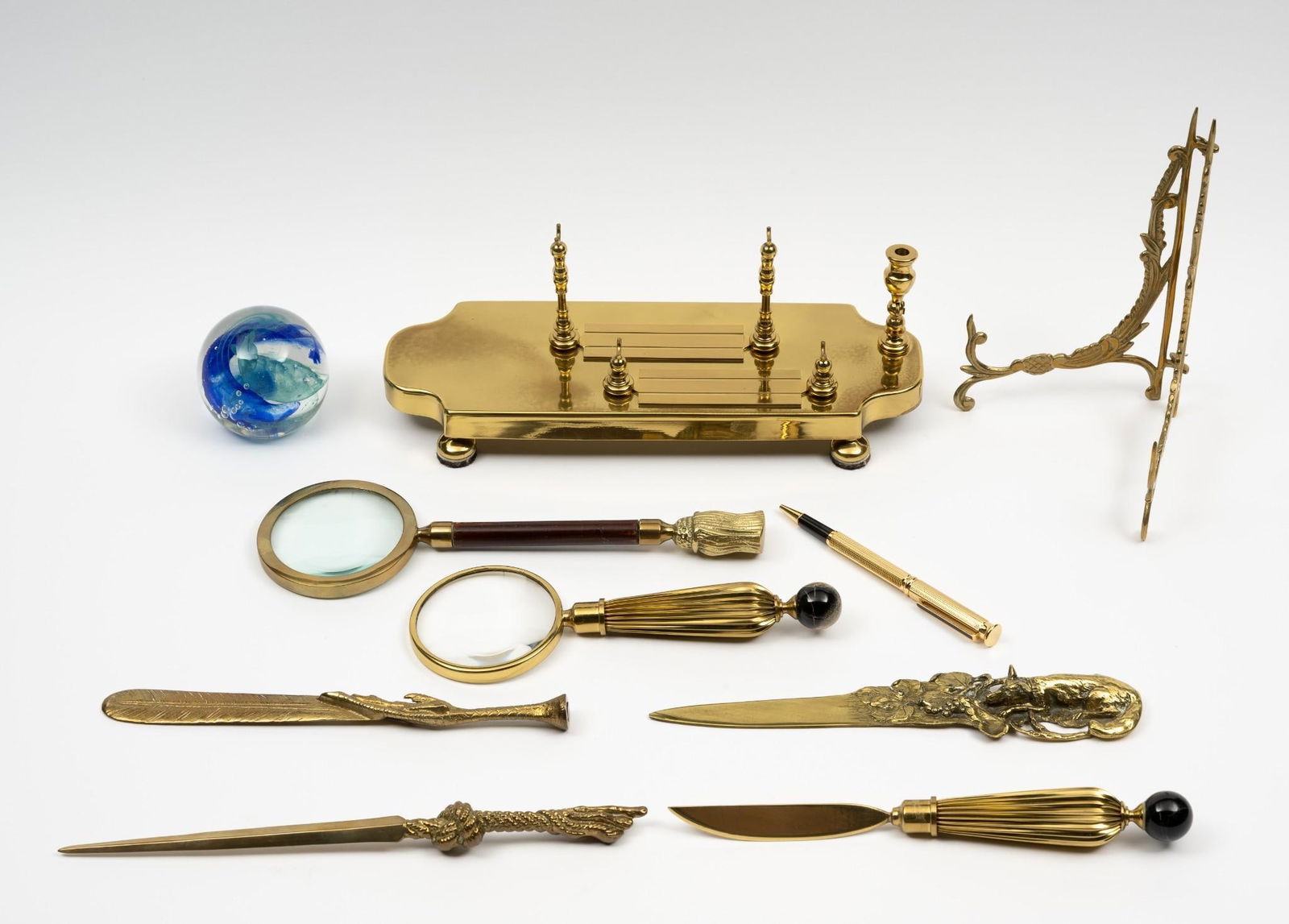 10 Desktop Articles incl Brass and Paperweight (1 of 8)