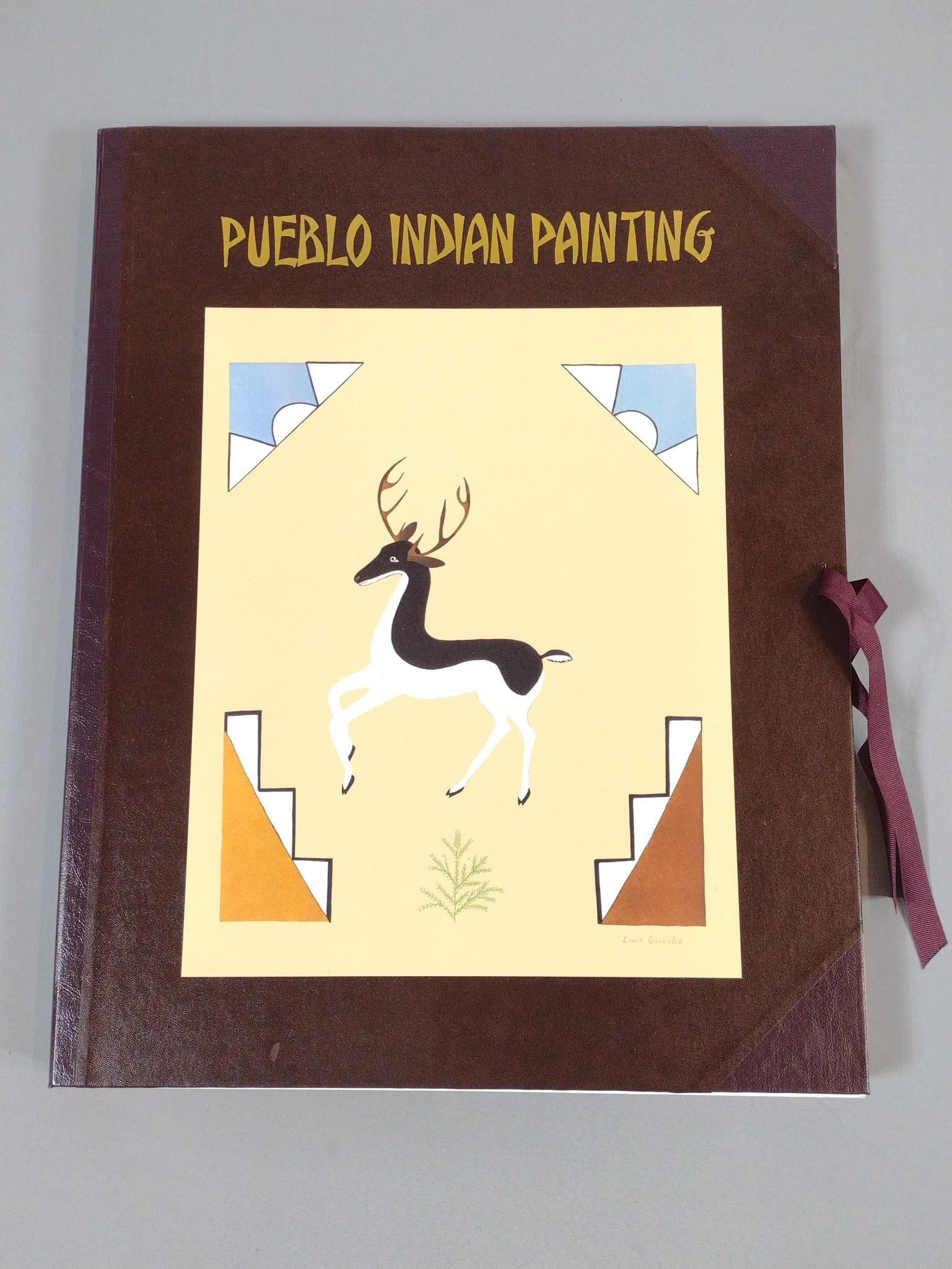 Pueblo Indian Painting Portfolio: NOT ELIGIBLE FOR IN-HOUSE SHIPPING. 50 reproductions of watercolor paintings. By Indian Artists of the New Mexican Pueblos of San Ildefonso and Sia. Introduction Essay by Jamake Highwater. Published b