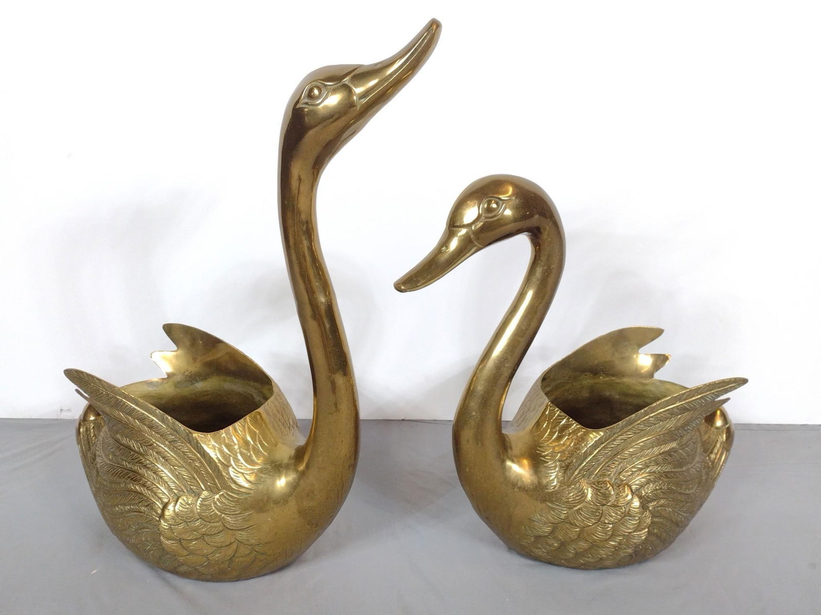 Pair Of Jack Housman Inc Brass Swan Planters (1 of 4)