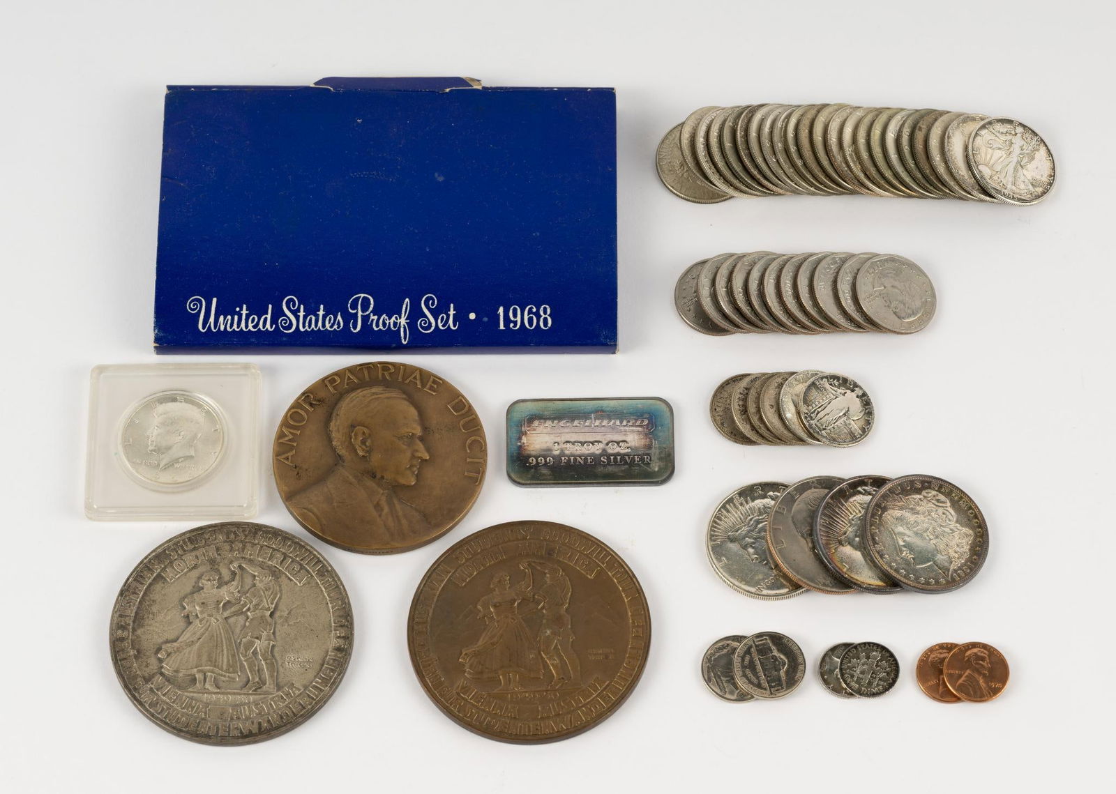 Miscellaneous Silver Coins and Bronze Medallions (1 of 6)